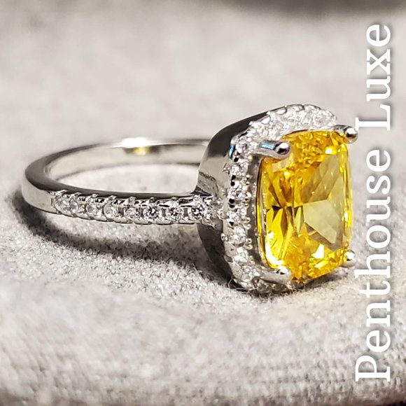 FINAL RESTOCK!! Sparkling Yellow Citrine Halo Ring - Picture 3 of 7